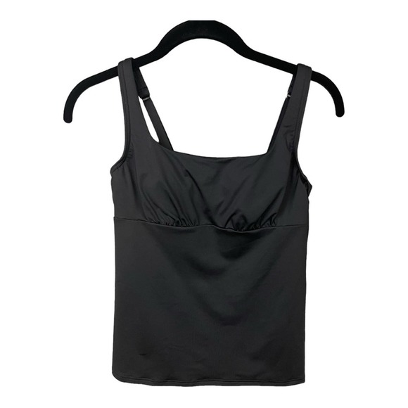 Lands' End Square Neck Underwire Tankini Swimsuit Top in Black Size 2 NWT - Picture 3 of 9